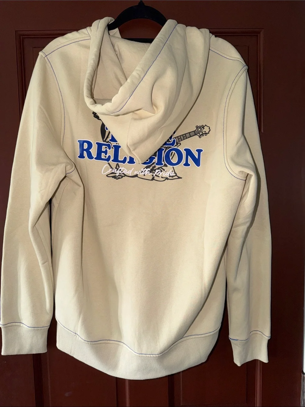 True Religion Contrast Logo Zip Hoodie Fog Blue Men’s M NWT MSRP $124